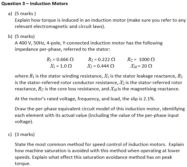 SOLVED Text Question 3 Induction Motors a) (5 marks) Explain how