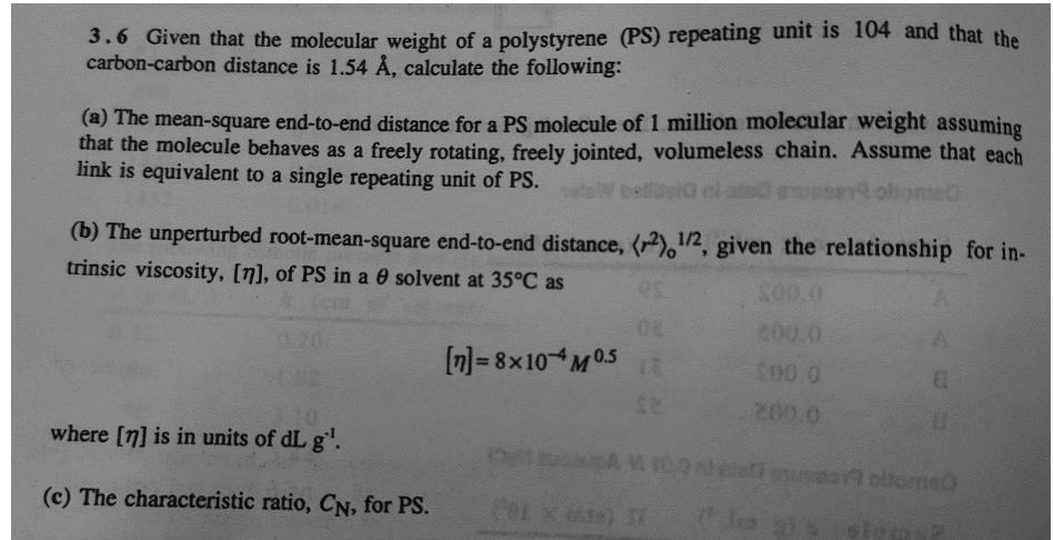 3.6 Given that the molecular weight of a polystyrene (PS)...