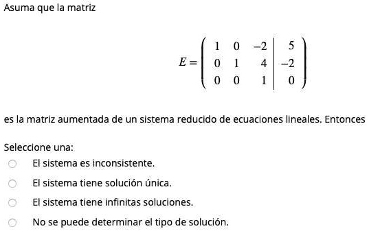 Matriz Inconsistente SOLVED: Geometria vectorial y analitica Asuma que matriz E = 2 4;) es ...