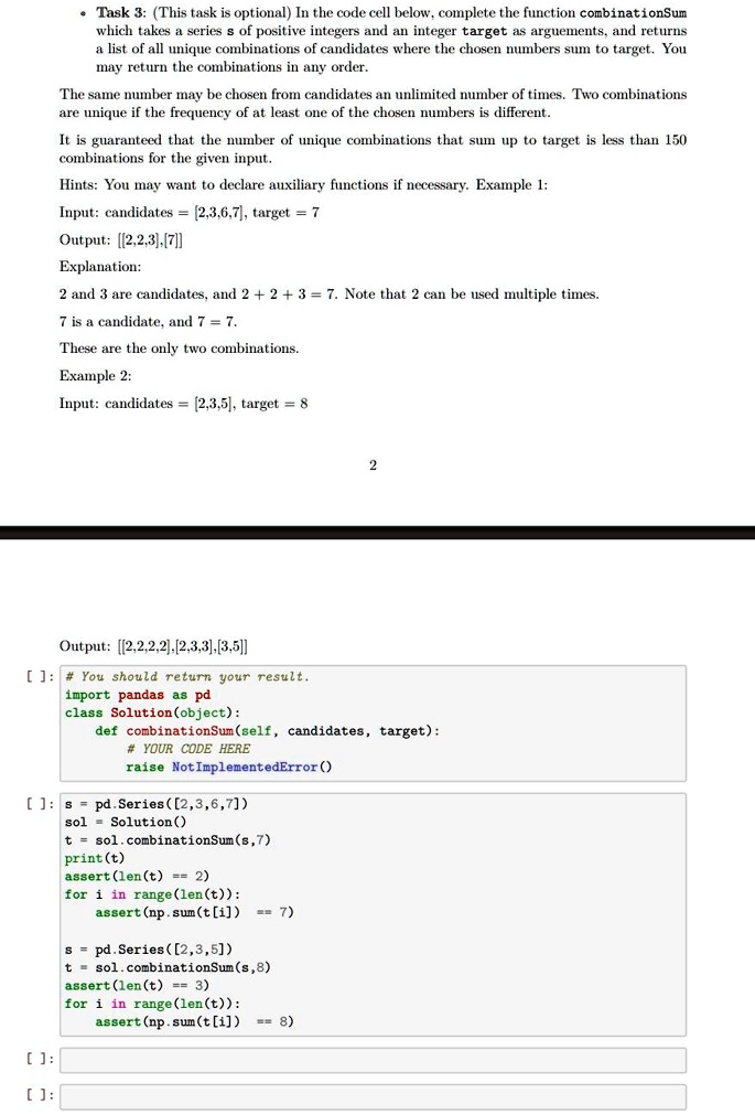 VIDEO solution: Task 3: This task is optional. In the code cell below ...