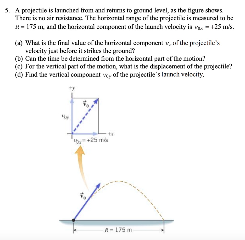 5 a projectile is launched from and returns to ground level as the