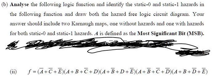 Static 0 SOLVED: b Analyse the following logic function and identify the static ...