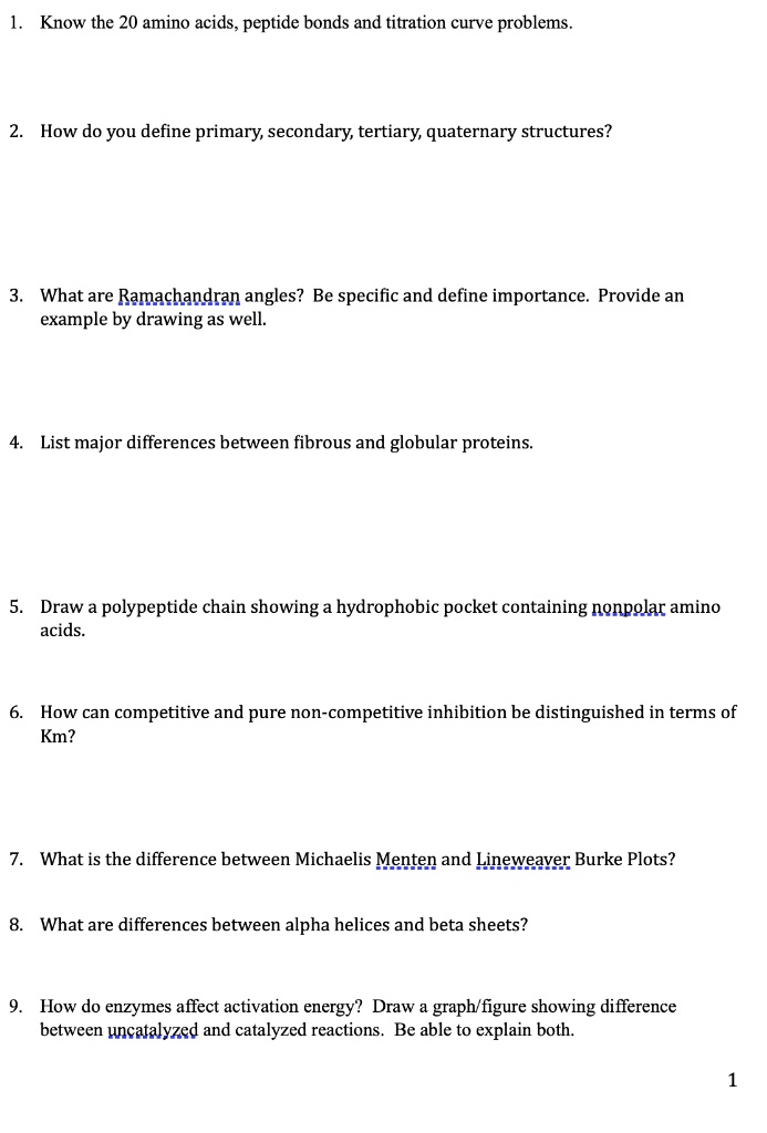 SOLVED Know the 20 amino acids, peptide bonds and titration curve