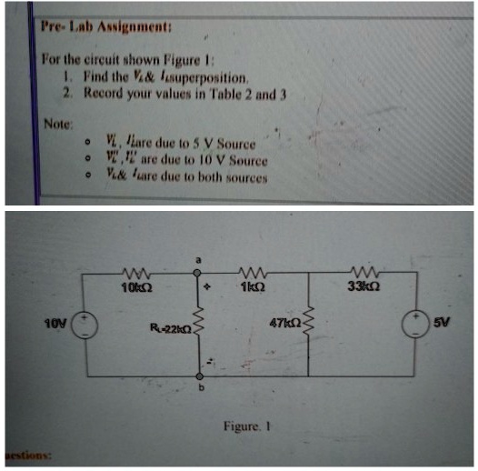 Solved Pre Lab Assignment For The Circuit Shown In Figure Find The