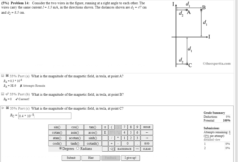 Solved Problem 14 Consider The Two Wrires In The Figure Tunning At A Right Angle To Each