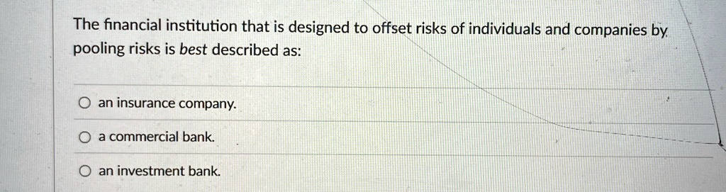 The financial institution that is designed to offset risks...