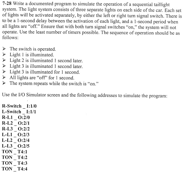 SOLVED: In ladder logic 7-28, write a documented program to simulate ...