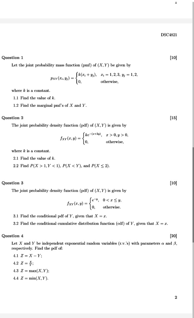 dsc4821 question 1 let the joint probability mass function pmf of x y be given by pxyxi yj begincases kxi yj xi 1 2 3 yj 1 2 0 textotherwise endcases where k is a constant 11 find the 59025