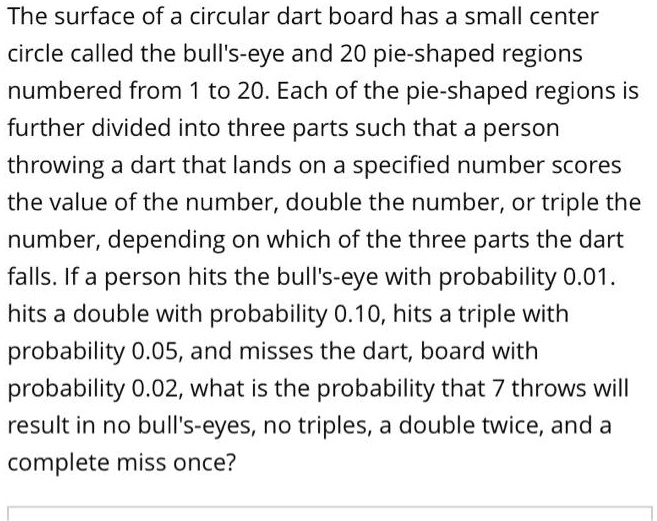 SOLVED The surface of a circular dart board has a small center circle called the bull'seye and