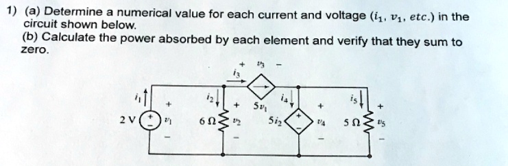 SOLVED: (a) Determine a numerical value for each current and voltage (i ...