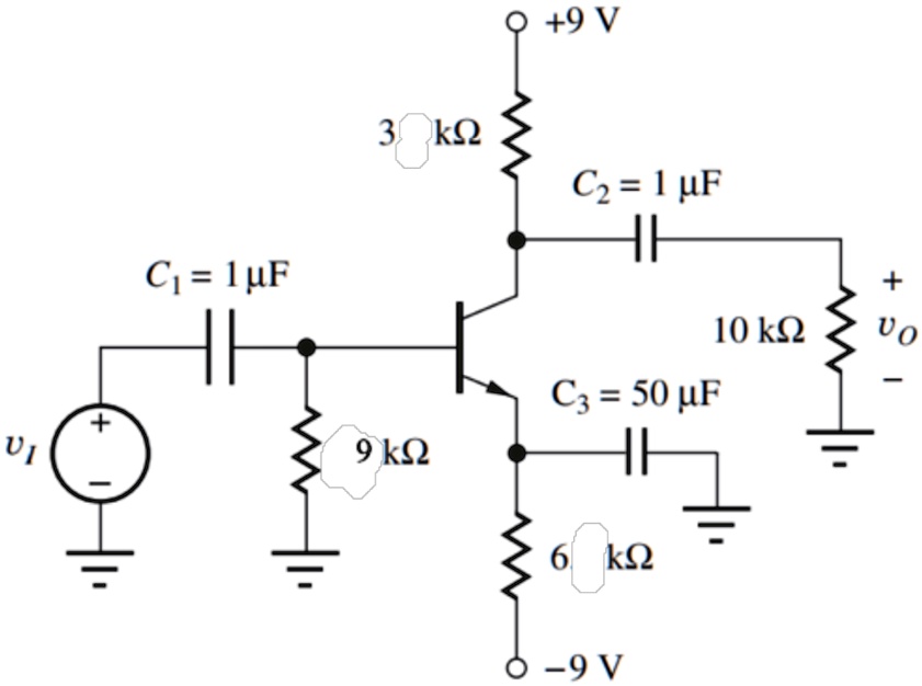 SOLVED: The BJT amplifier circuit in the figure below has Î² = 90. Use ...