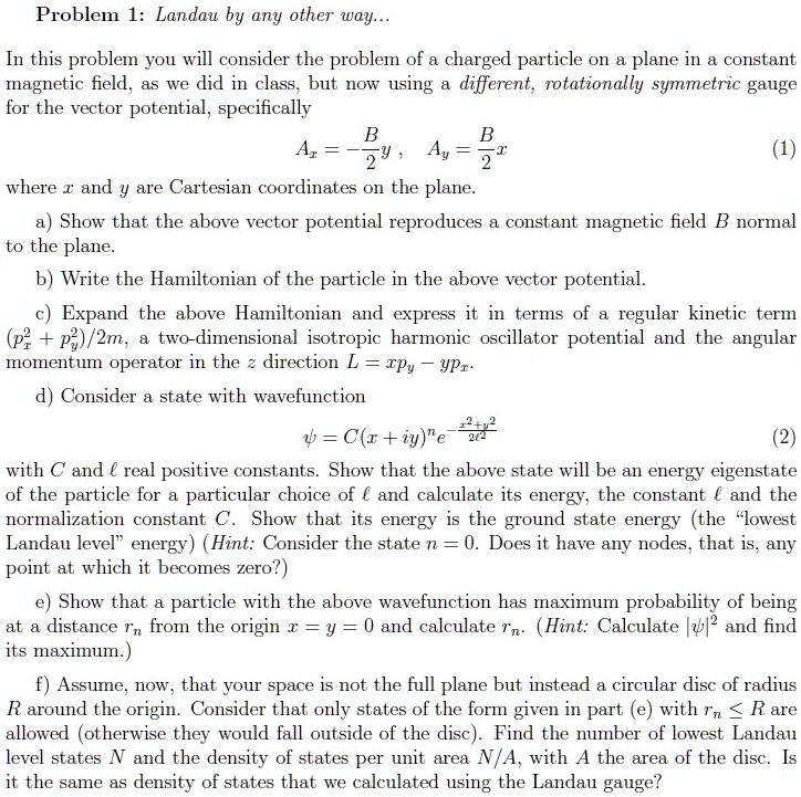 SOLVED: This is a 2nd semester undergraduate Quantum Mechanics problem ...