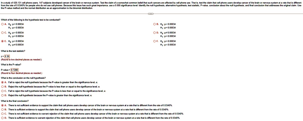 Solved In a study of 420,111 cell phone users, 144 subjects