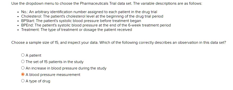 SOLVED: Use the dropdown menu to choose the Pharmaceuticals Trial data ...