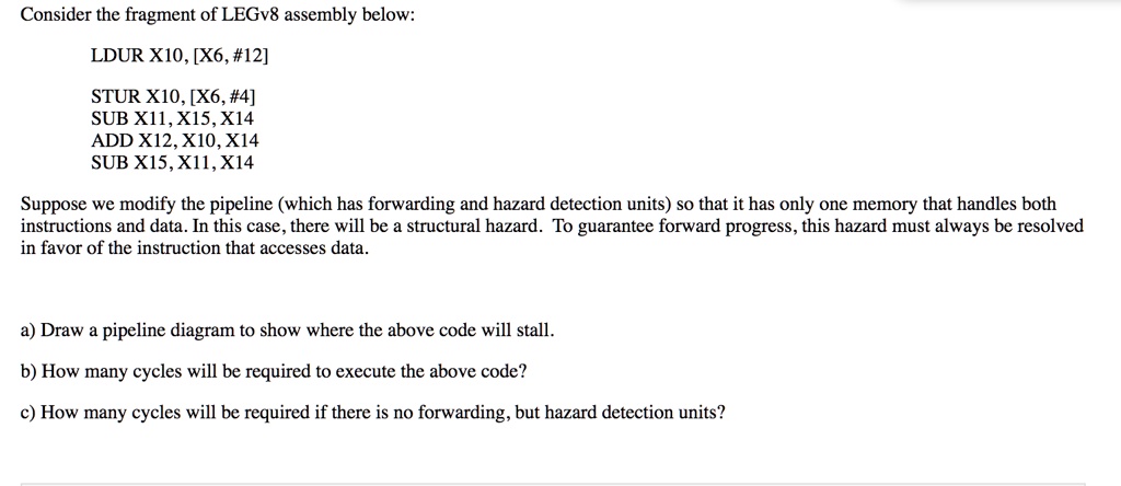 consider the fragment of legv8 assembly below ldur xlo x6 12 stur xlo ...