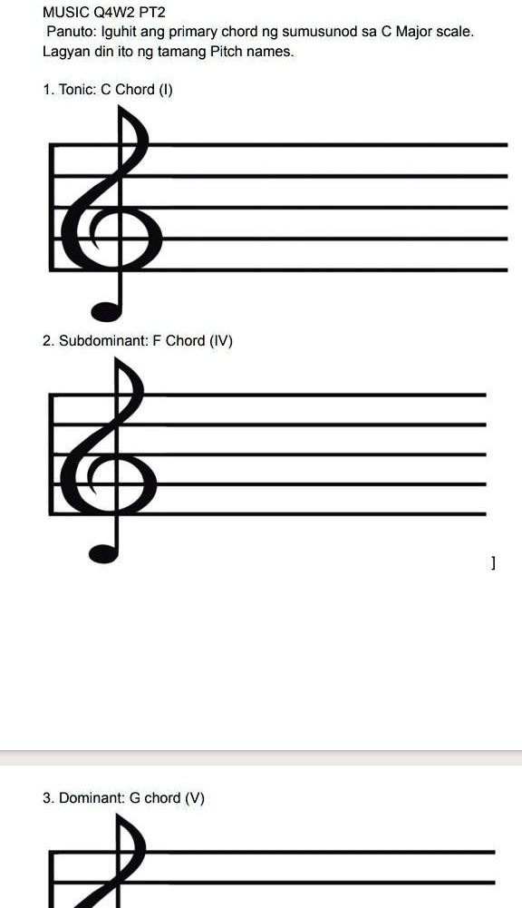 SOLVED Pa help po sa music thank you MUSIC Q4w2 PT2 Panuto Iguhit ang primary chord ng
