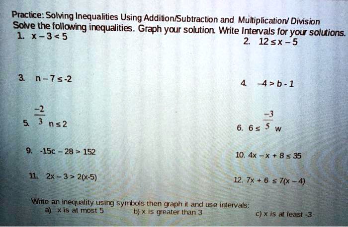 Solving Inequalities Using Addition And Subtraction Worksheet