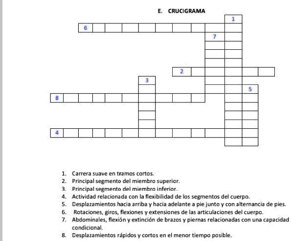 SOLVED: lo necesito para hoy gracias CRUCIGRAMA Carrera suave en tramos