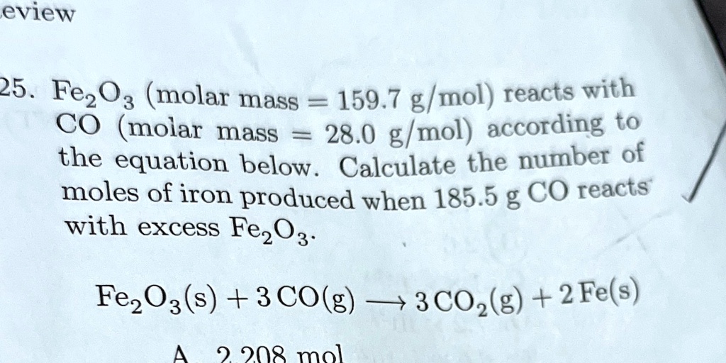calculate the molar mass of iron oxide fez 3