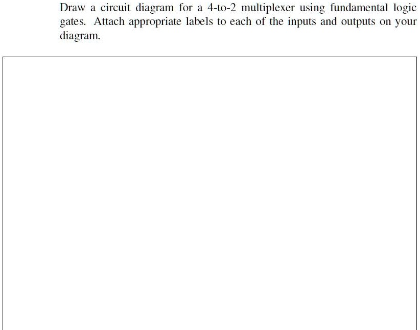 Draw a circuit diagram for a 4-to-2 multiplexer using fundamental logic ...