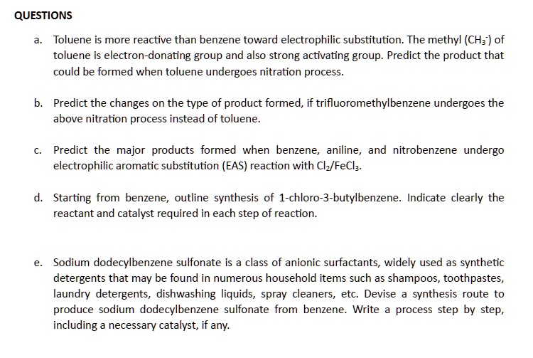 SOLVED How to solve this aromatic compound? QUESTIONS a.Toluene is
