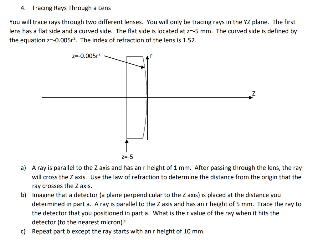 SOLVED: 4. Tracing Rays Through a Lens You will trace rays through two ...