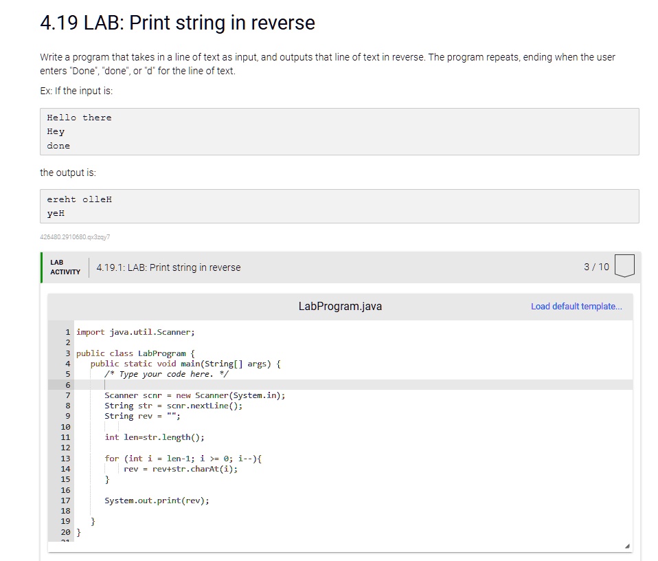 4.19 LAB: Print string in reverse Write a program that takes in a line ...