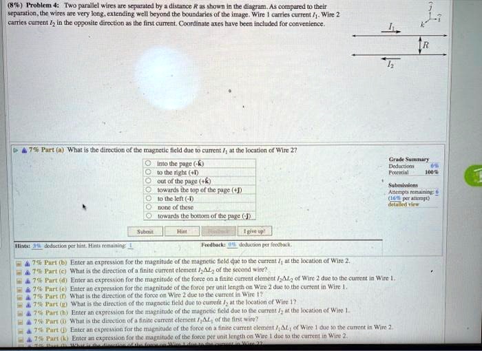 SOLVED: 8% Problem 4: Two parallel wires are separated by a distance R ...