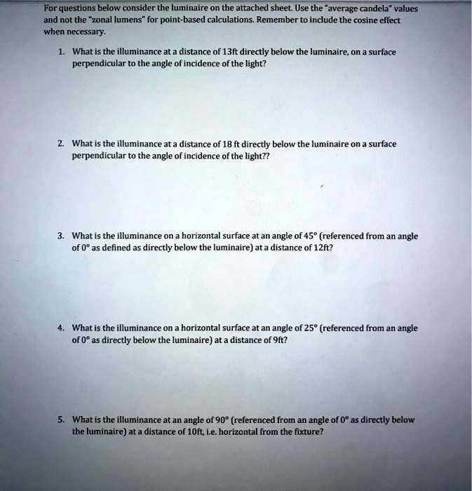 SOLVED For questions below, consider the luminaire on the attached