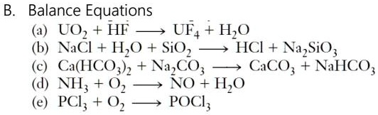 SOLVED: Texts: a) Balance Equations: i) Au + HF → AuF + H2O ii) NaCl ...