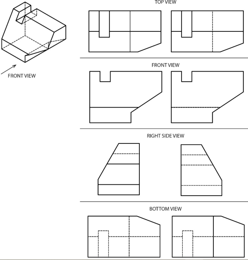 SOLVED: Click on the correct FRONT VIEW that coresponds to the given ...