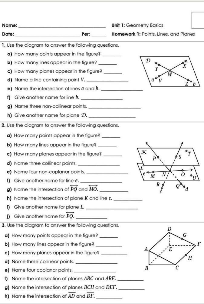 geometry unit 1 lesson 3 homework answer key