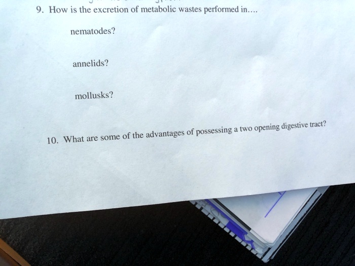 SOLVED 9. How is the excretion of metabolic wastes performed in