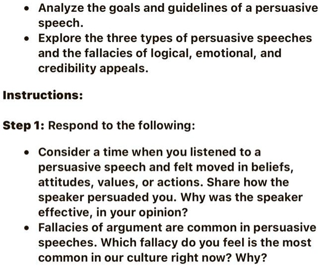 VIDEO solution: Analyze the goals and guidelines of a persuasive speech ...