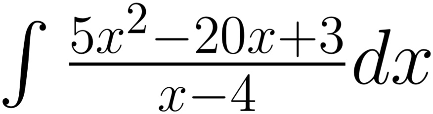 ∫(5x^2 - 20x + 3)/(x - 4) dx