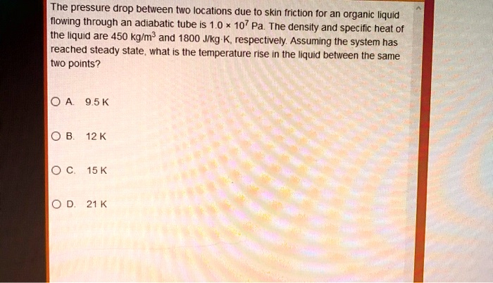 SOLVED: The pressure drop between two locations due to skin friction ...
