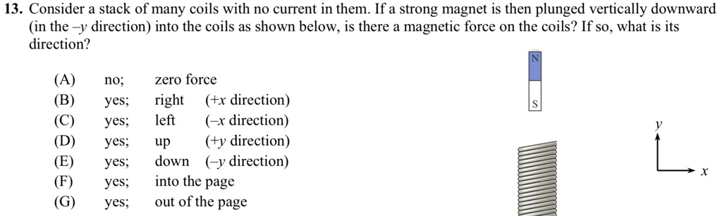 13 consider a stack of many coils with no current in them if a strong ...