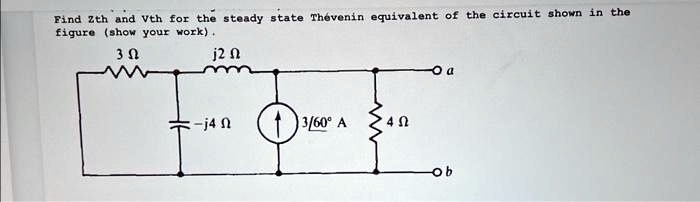 Total Zth Find Zth and Vth for the steady state Thévenin equivalent of...