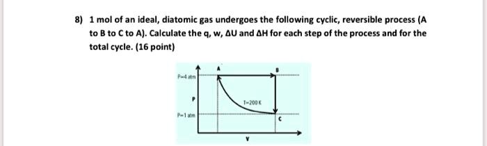 SOLVED: 1 Mol Of An Ideal, Diatomic Gas Undergoes The Following Cyclic ...