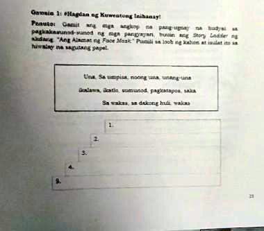 Solved Filipino Panuto Gamit Ang Mga Angkop Na Pang Ugnay Na Hudyat