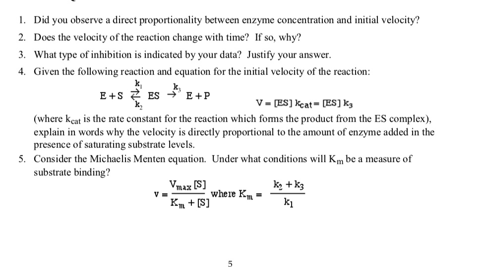 SOLVED Did you observe a direct proportionality between enzyme