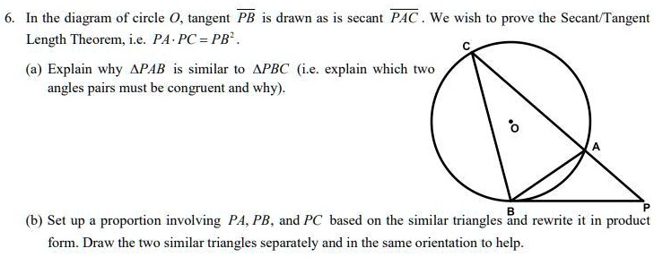 SOLVED: 'In the diagram of circle O, tangent PB is drawn as is secant ...