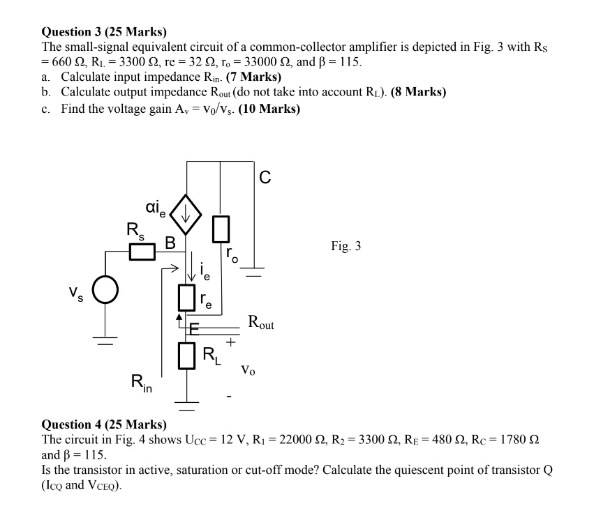 SOLVED Question 3 (25 Marks) The smallsignal equivalent circuit of a