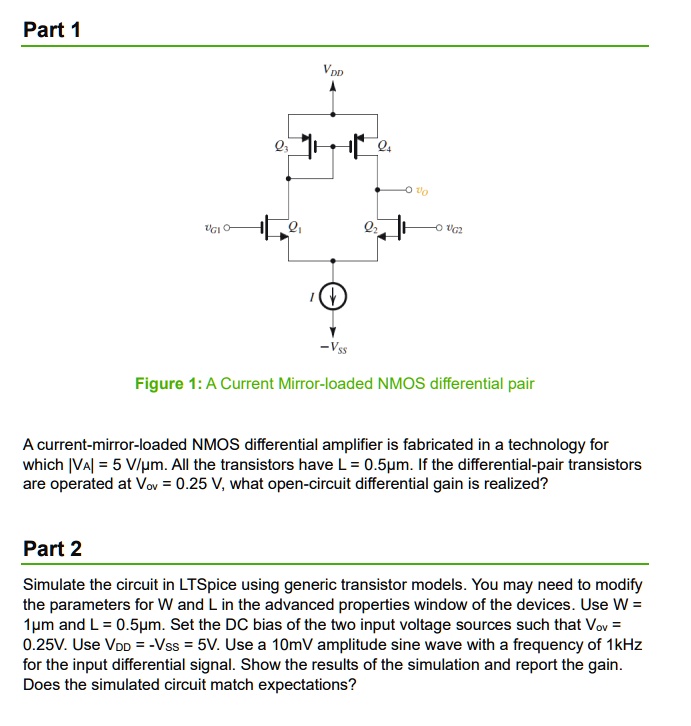 SOLVED Texts Part 1 Figure 1 A Current Mirrorloaded NMOS
