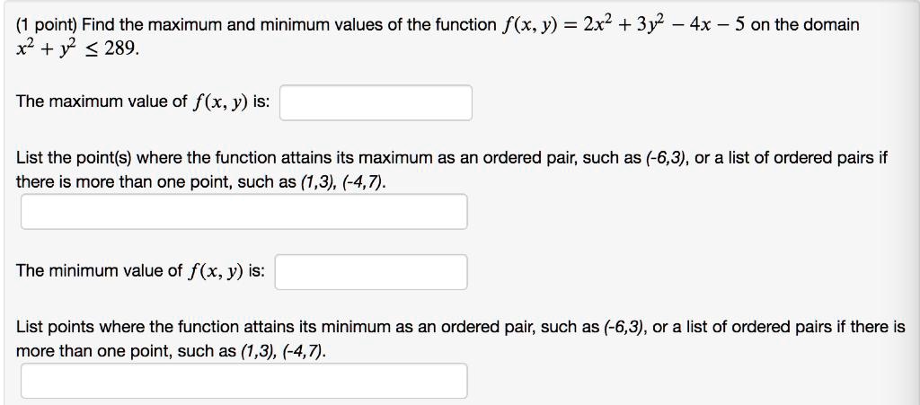 Point Find The Maximum And Minimum Values Of The Func Itprospt