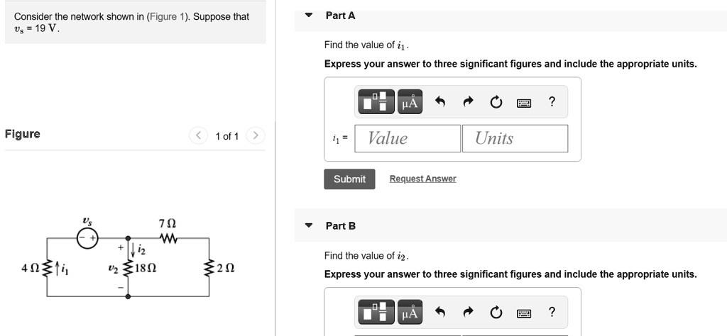Consider the network shown in (Figure 1). Suppose that ?? = 19 V. Part ...