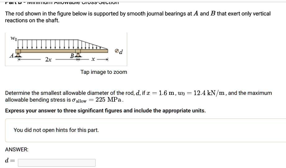 The rod shown in the figure below is supported by smooth journal ...