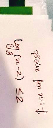 Solve for x: log3(x-2) = 2