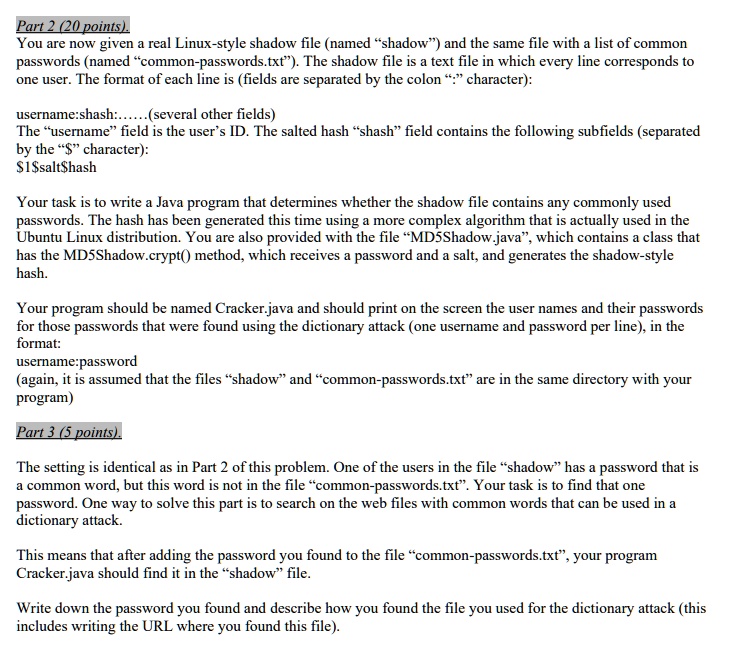 [GET ANSWER] part 2 20 points you are now given a real linux style ...