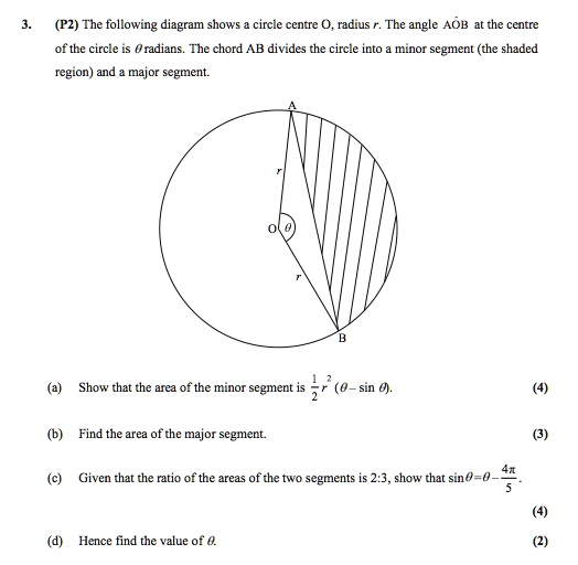 SOLVED:(P2) The following diagram shows circie cenme radius . The angle ...